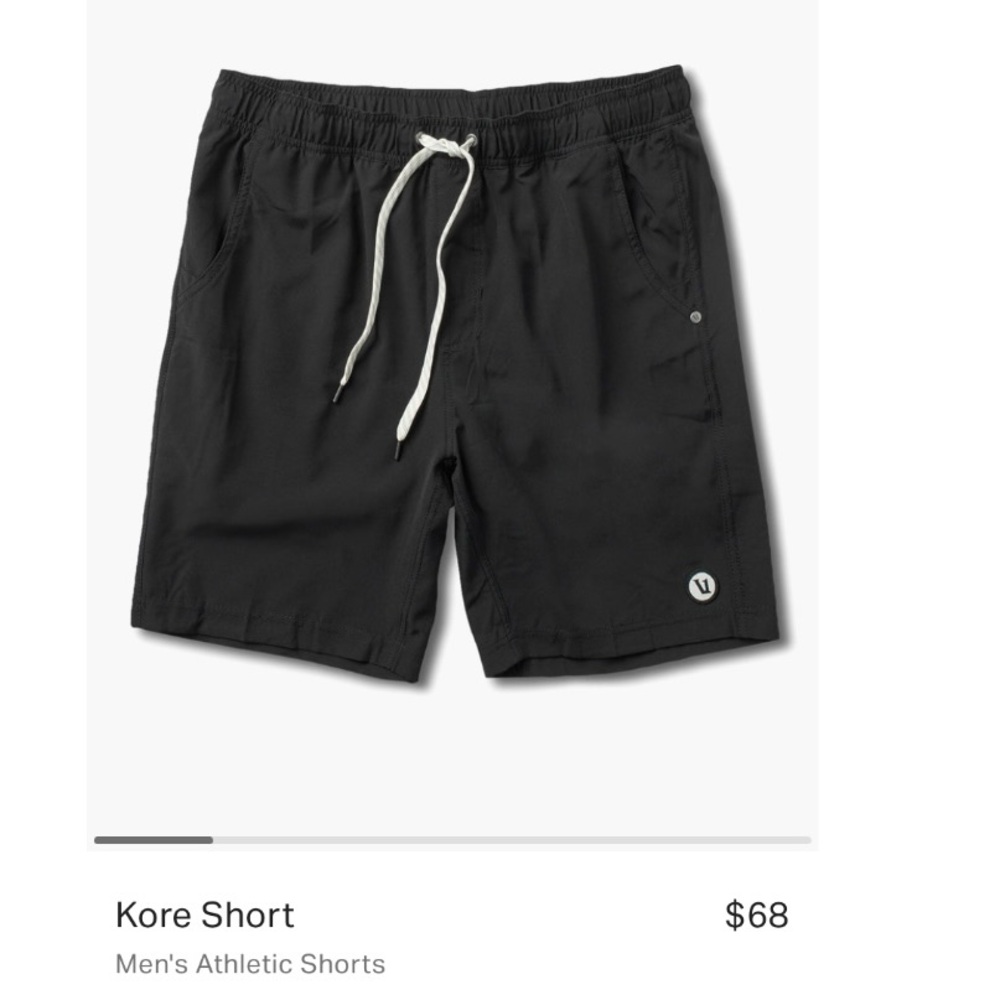 Vuori Black Athletic Shorts with Light Gray Drawstring - Picture 2 of 12